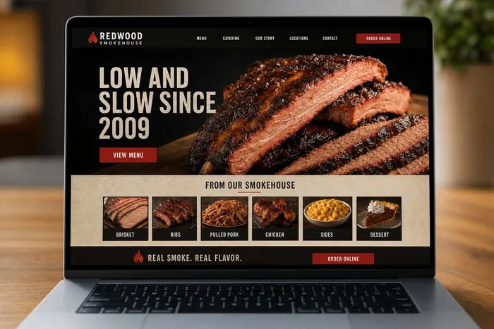 Sample bbq smokehouse website design by Next Level Meats