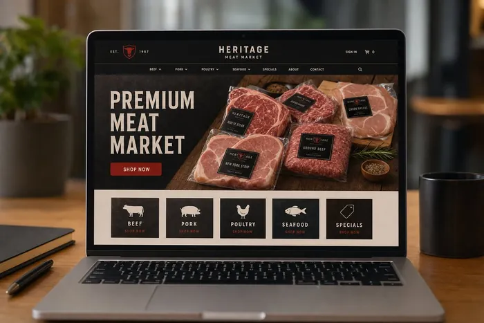 Sample meat market website design by Next Level Meats