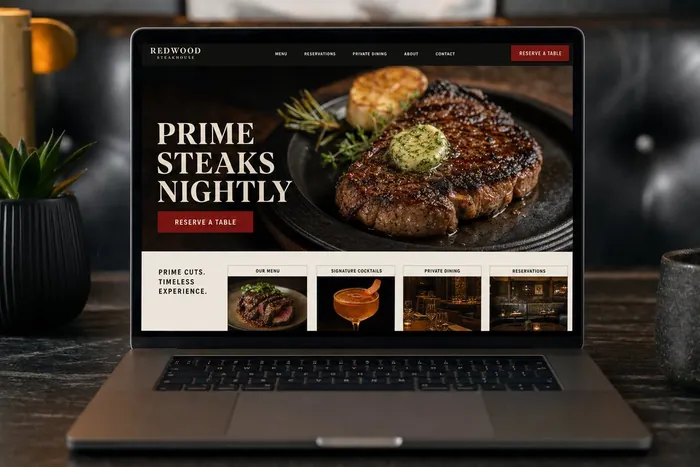 Sample steakhouse website design by Next Level Meats